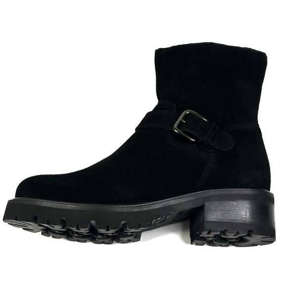 La Canadienne Kian Waterproof Black Suede Ankle Boots Womens 7M Buckle New $550 - Picture 6 of 13